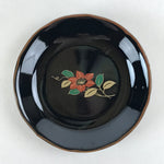 Japanese Porcelain Small Plate Vtg Black Flower Kozara Meimeizara Yakimono PY424