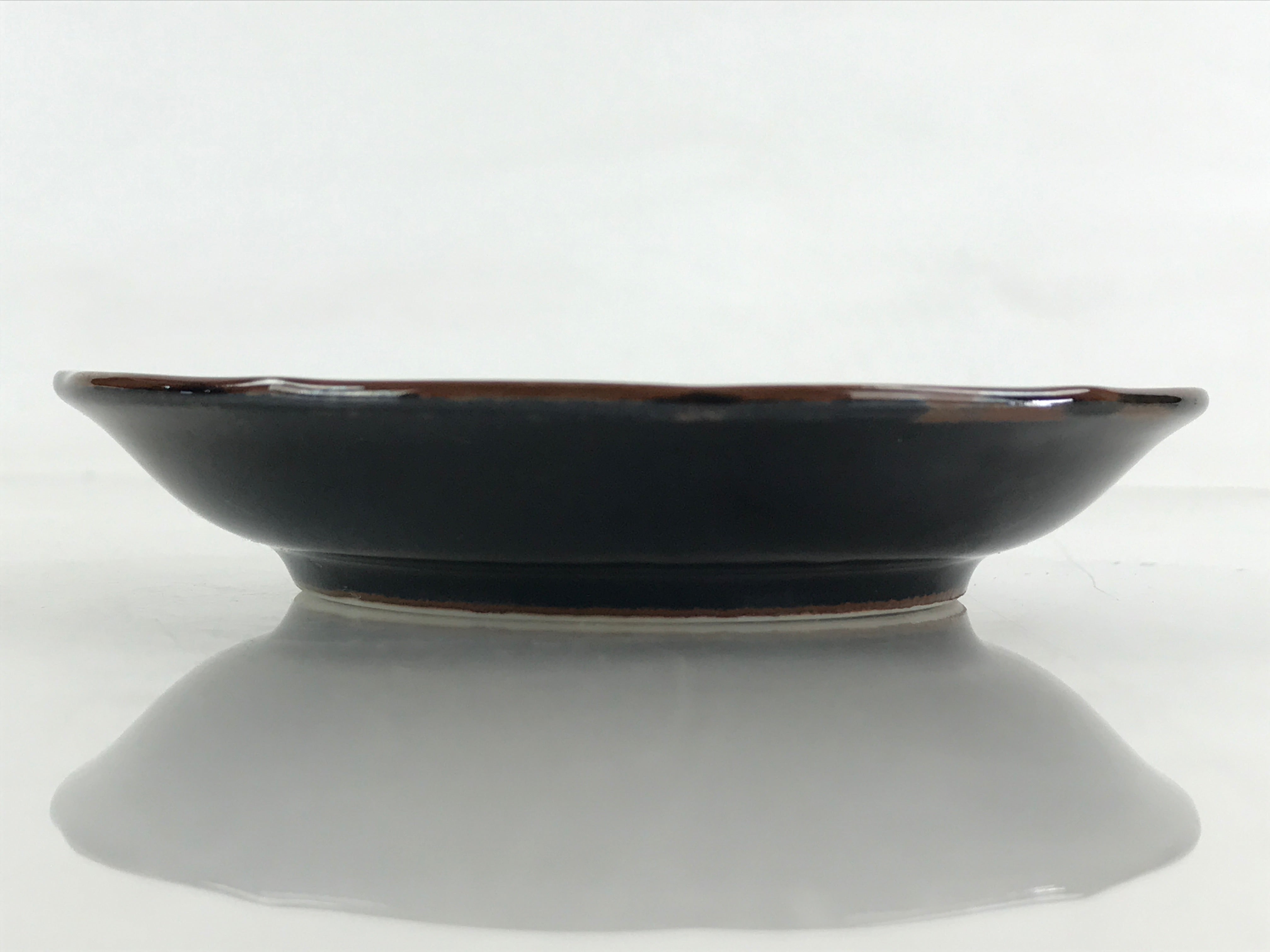 Japanese Porcelain Small Plate Vtg Black Flower Kozara Meimeizara Yakimono PY425