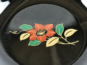 Japanese Porcelain Small Plate Vtg Black Flower Kozara Meimeizara Yakimono PY425