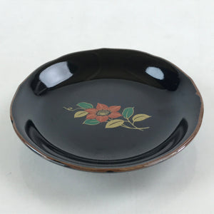 Japanese Porcelain Small Plate Vtg Black Flower Kozara Meimeizara Yakimono PY425