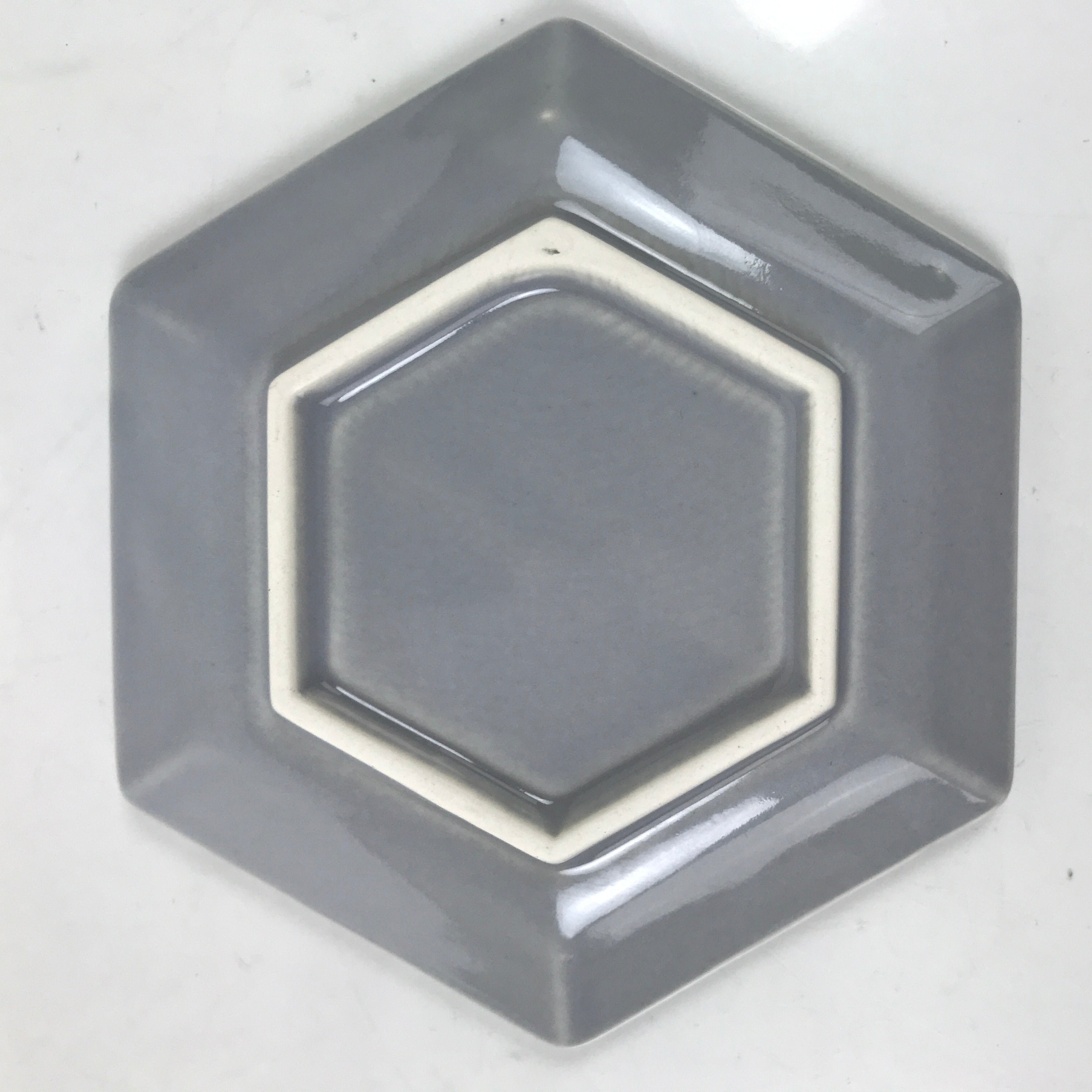 Japanese Porcelain Small Serving Plate Meimeizara Hexagon Pine Tree Gray Y216