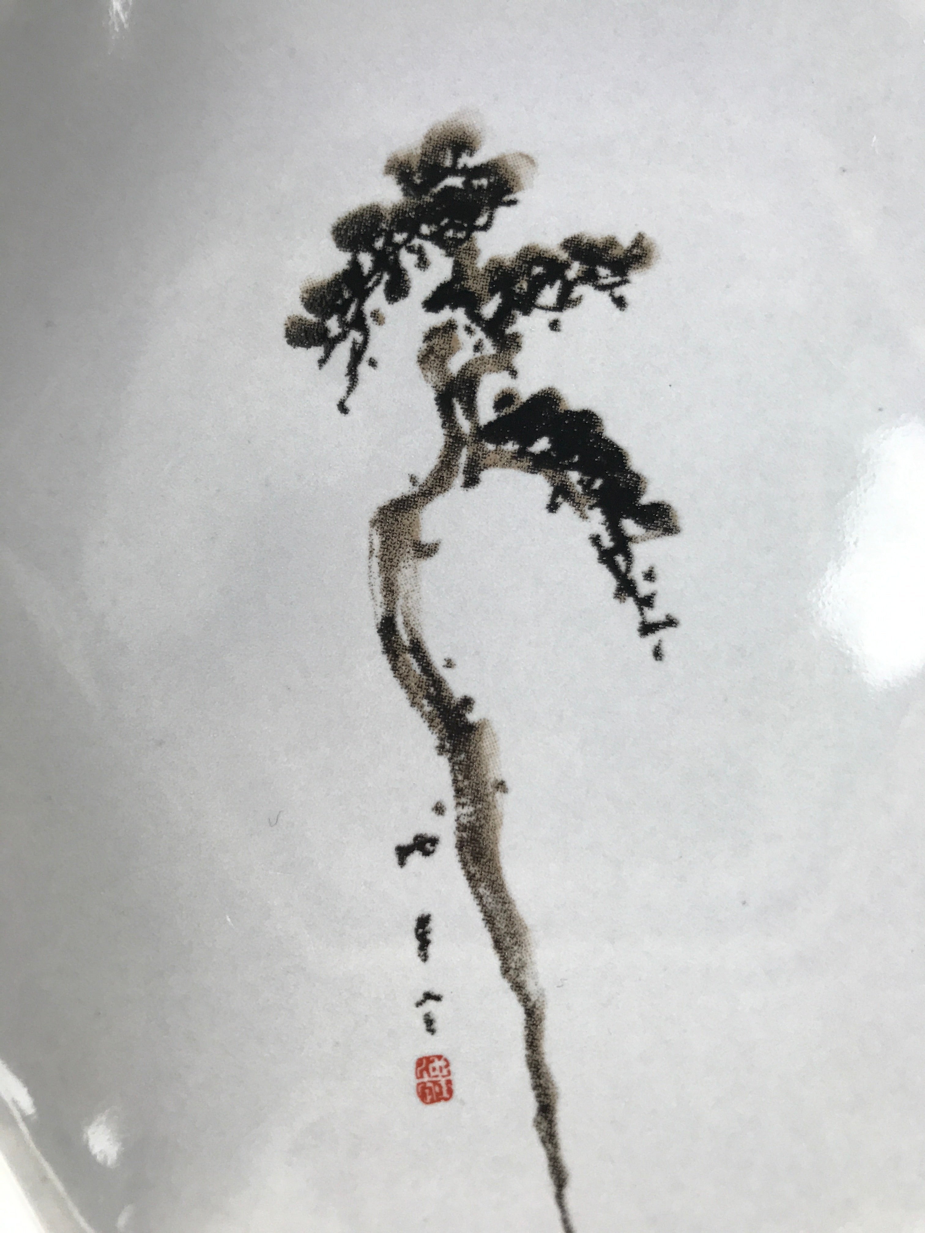 Japanese Porcelain Small Serving Plate Meimeizara Hexagon Pine Tree Gray Y216