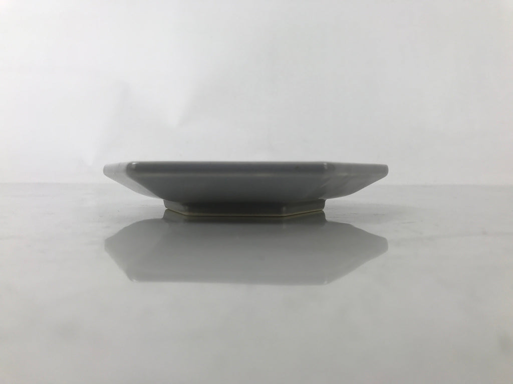 Japanese Porcelain Small Serving Plate Meimeizara Hexagon Pine Tree Gray Y217