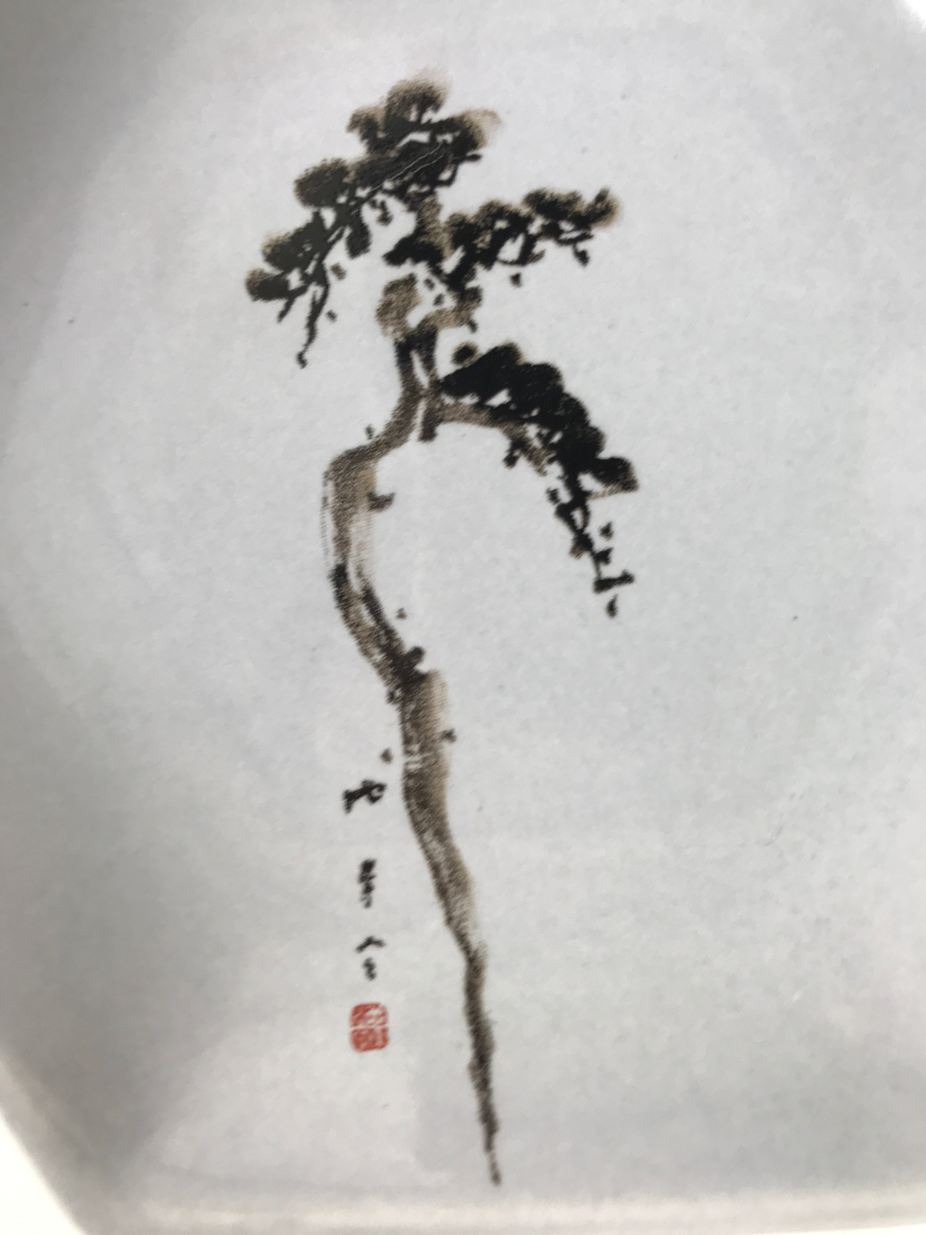 Japanese Porcelain Small Serving Plate Meimeizara Hexagon Pine Tree Gray Y217