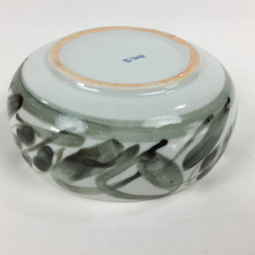 Japanese Porcelain Snack Bowl Kashiki Pottery Round Black Brush Design PP772