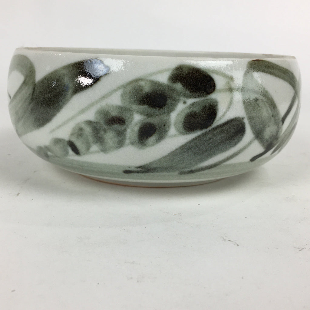 Japanese Porcelain Snack Bowl Kashiki Pottery Round Black Brush Design PP772