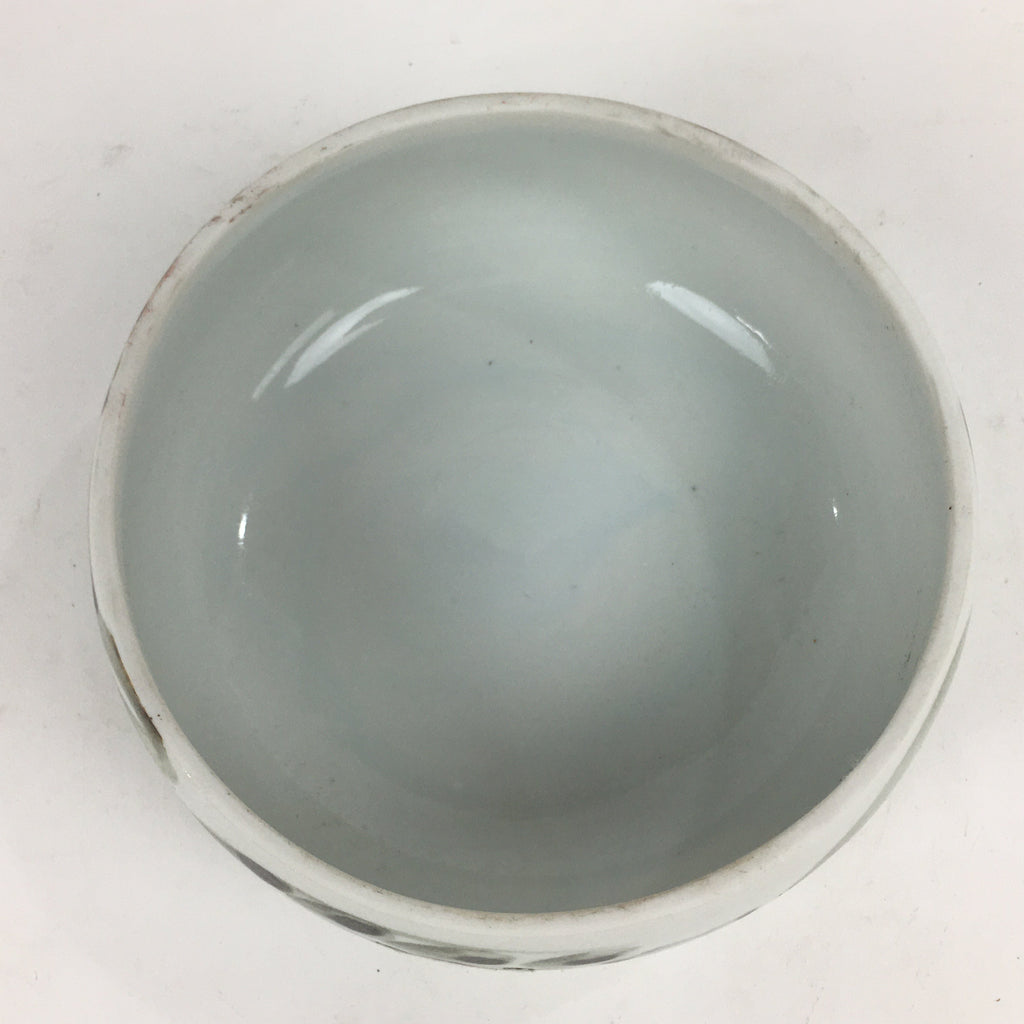 Japanese Porcelain Snack Bowl Kashiki Pottery Round Black Brush Design PP772