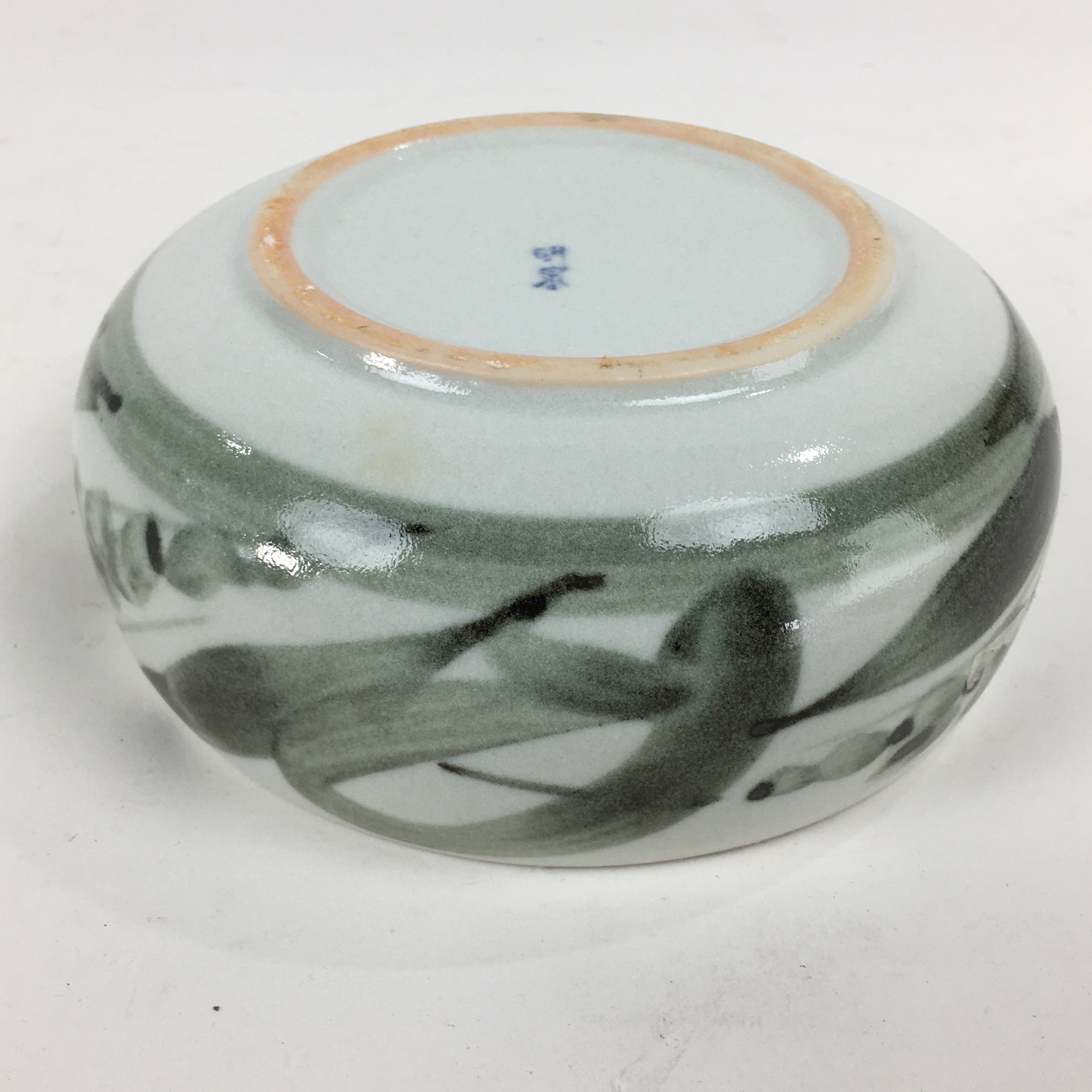 Japanese Porcelain Snack Bowl Kashiki Pottery Round Black Brush Design PP772