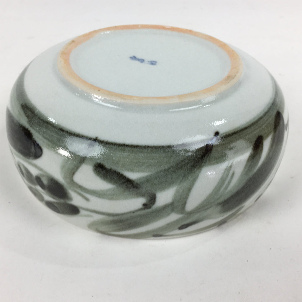 Japanese Porcelain Snack Bowl Kashiki Pottery Round Black Brush Design PP772