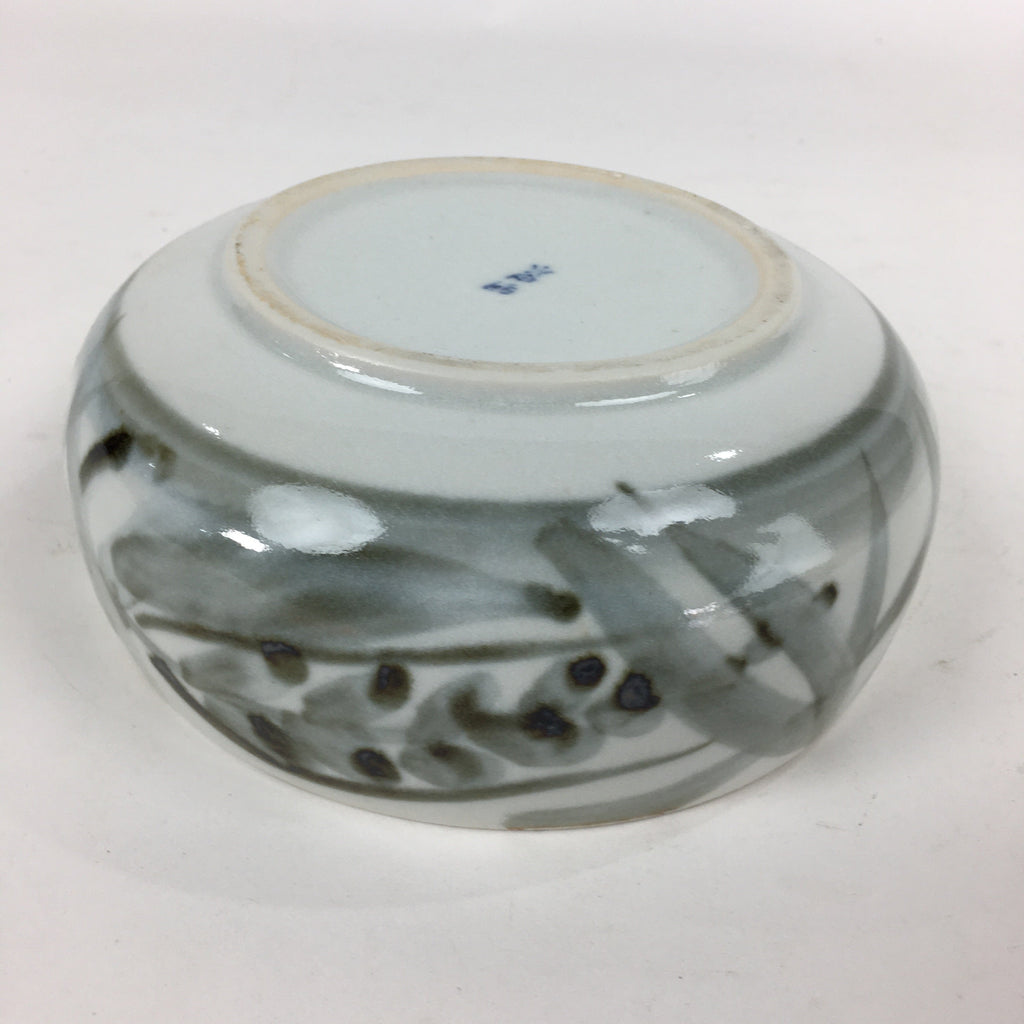 Japanese Porcelain Snack Bowl Kashiki Pottery Round Black Brush Design PP773