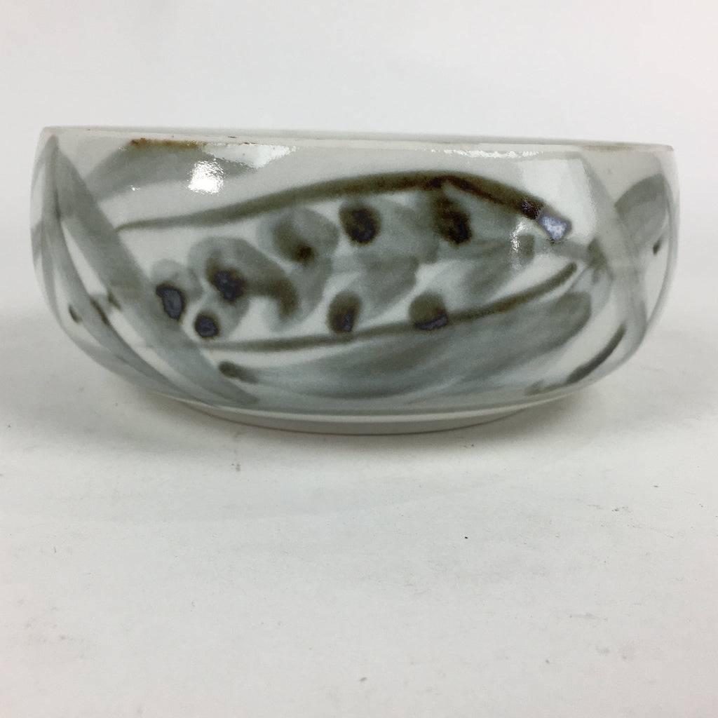 Japanese Porcelain Snack Bowl Kashiki Pottery Round Black Brush Design PP773
