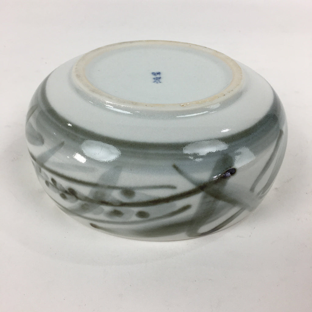 Japanese Porcelain Snack Bowl Kashiki Pottery Round Black Brush Design PP773