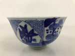 Japanese Porcelain Sometsuke Bowl Owan Vtg Pottery White Blue Floral Soup Y311