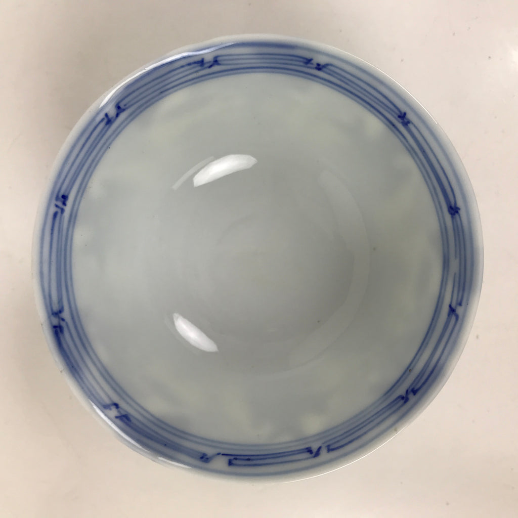 Japanese Porcelain Sometsuke Bowl Owan Vtg Pottery White Blue Floral Soup Y312