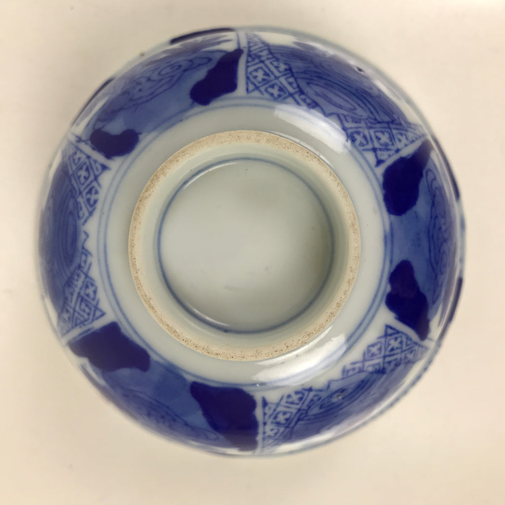 Japanese Porcelain Sometsuke Bowl Owan Vtg Pottery White Blue Floral Soup Y312