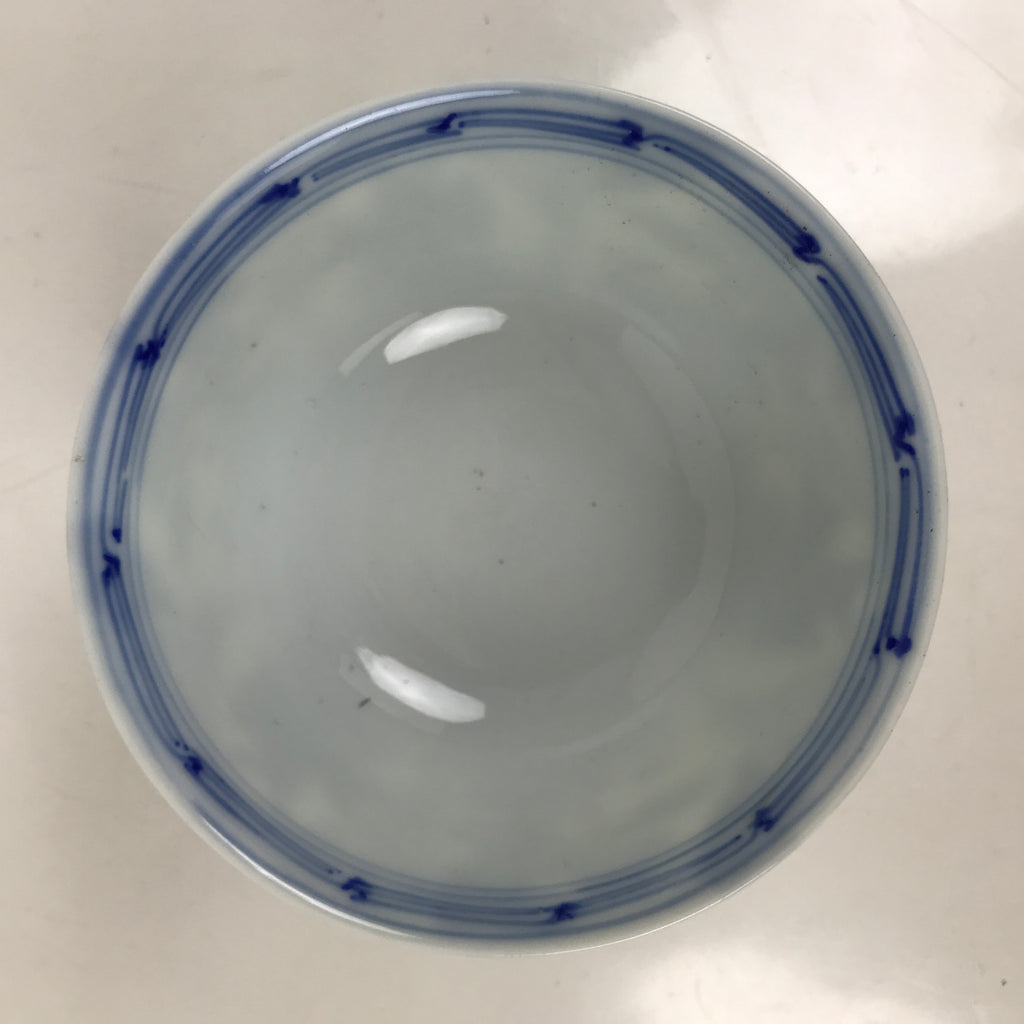 Japanese Porcelain Sometsuke Lidded Bowl Owan Vtg Pottery White Blue Floral Y298