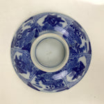 Japanese Porcelain Sometsuke Lidded Bowl Owan Vtg Pottery White Blue Floral Y298