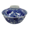 Japanese Porcelain Sometsuke Lidded Bowl Owan Vtg Pottery White Blue Floral Y298