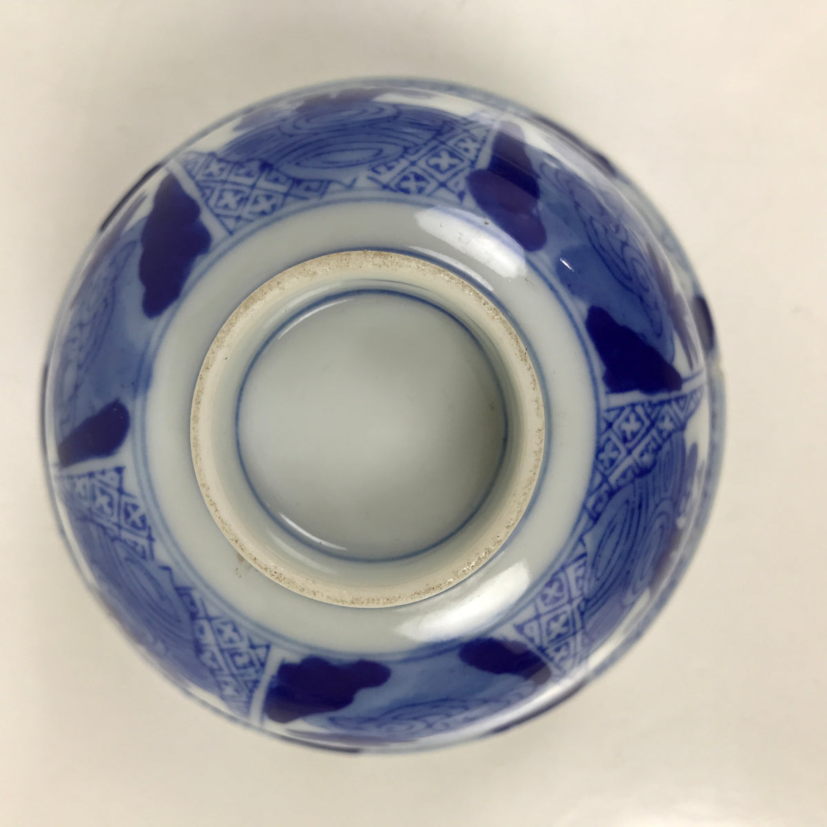 Japanese Porcelain Sometsuke Lidded Bowl Owan Vtg Pottery White Blue Floral Y299
