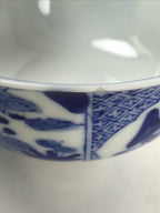 Japanese Porcelain Sometsuke Lidded Bowl Owan Vtg Pottery White Blue Floral Y299