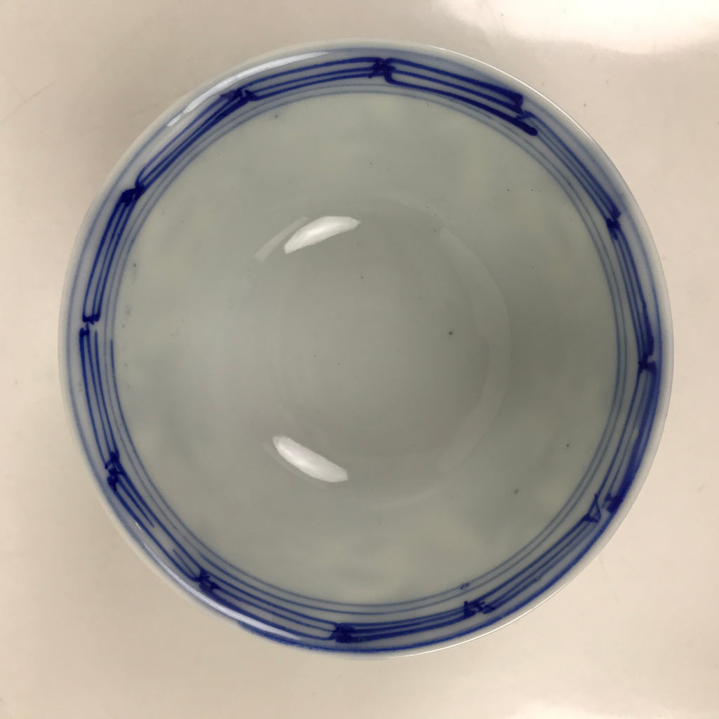 Japanese Porcelain Sometsuke Lidded Bowl Owan Vtg Pottery White Blue Floral Y301