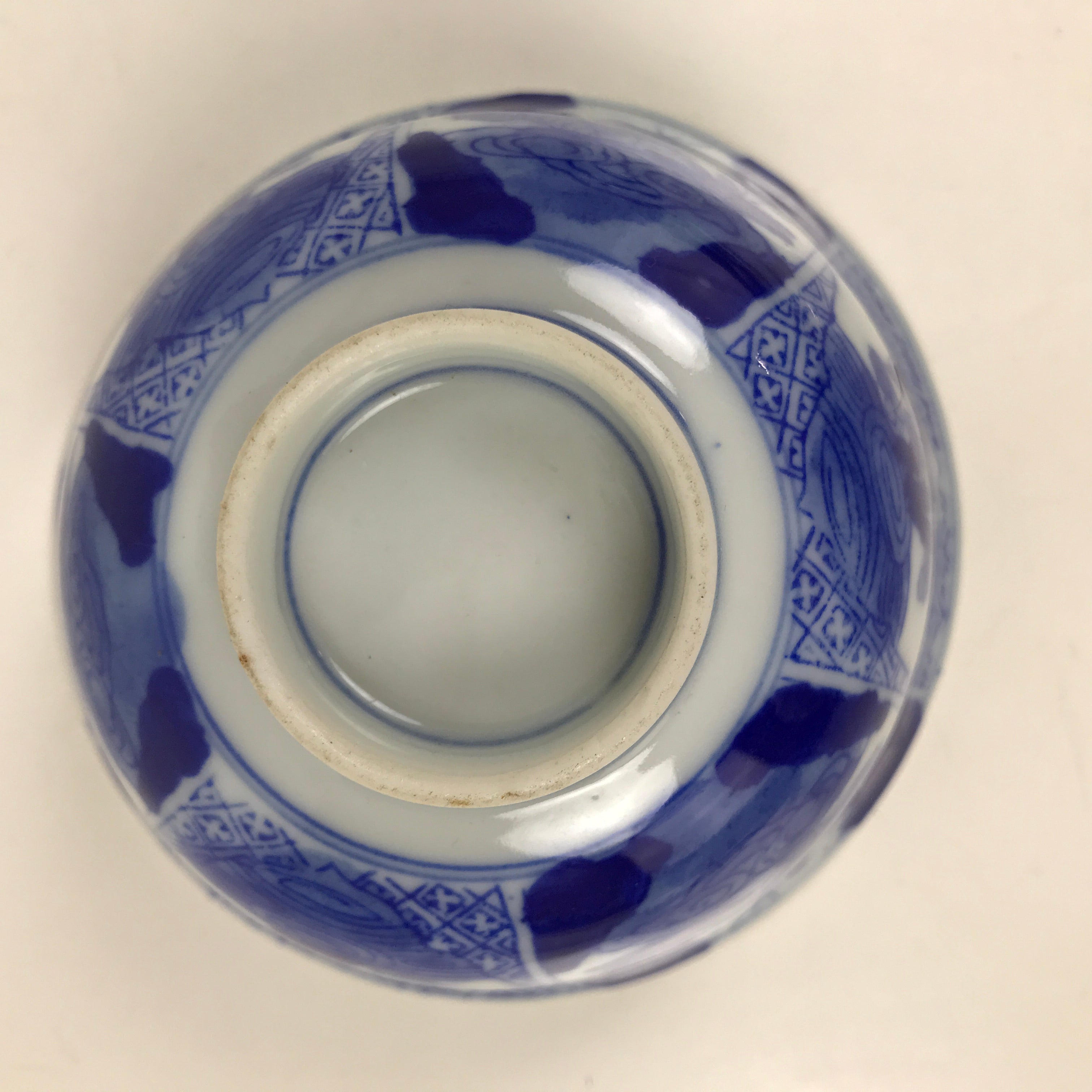 Japanese Porcelain Sometsuke Lidded Bowl Owan Vtg Pottery White Blue Floral Y301