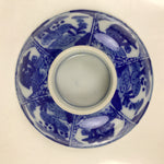 Japanese Porcelain Sometsuke Lidded Bowl Owan Vtg Pottery White Blue Floral Y301