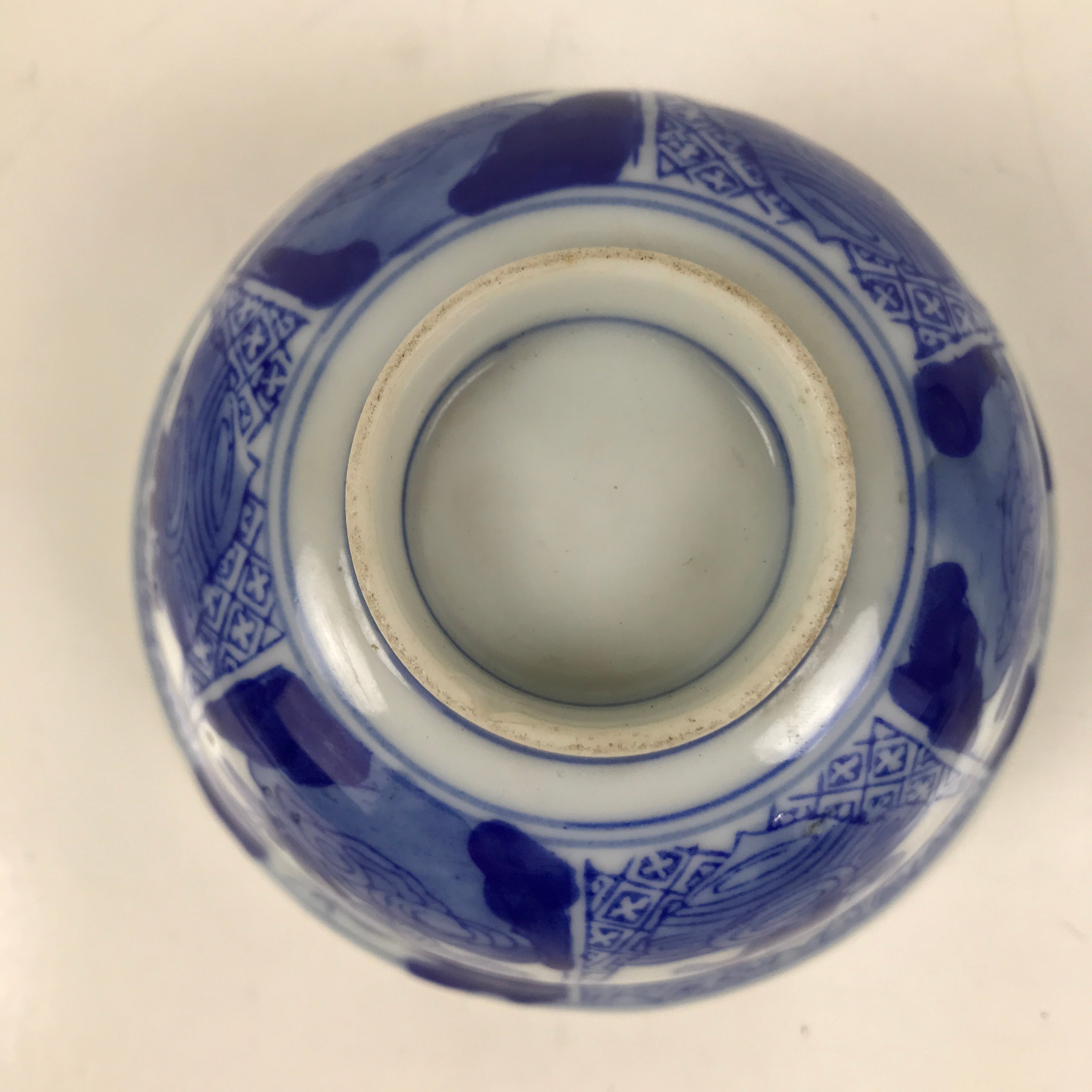 Japanese Porcelain Sometsuke Lidded Bowl Owan Vtg Pottery White Blue Floral Y303