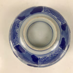 Japanese Porcelain Sometsuke Lidded Bowl Owan Vtg Pottery White Blue Floral Y303