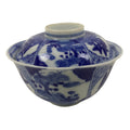 Japanese Porcelain Sometsuke Lidded Bowl Owan Vtg Pottery White Blue Floral Y303