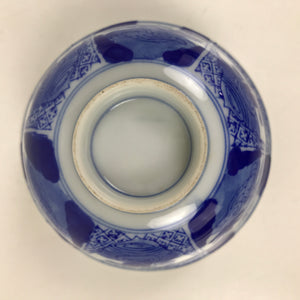 Japanese Porcelain Sometsuke Lidded Bowl Owan Vtg Pottery White Blue Floral Y304