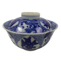 Japanese Porcelain Sometsuke Lidded Bowl Owan Vtg Pottery White Blue Floral Y304
