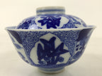 Japanese Porcelain Sometsuke Lidded Bowl Owan Vtg Pottery White Blue Floral Y307