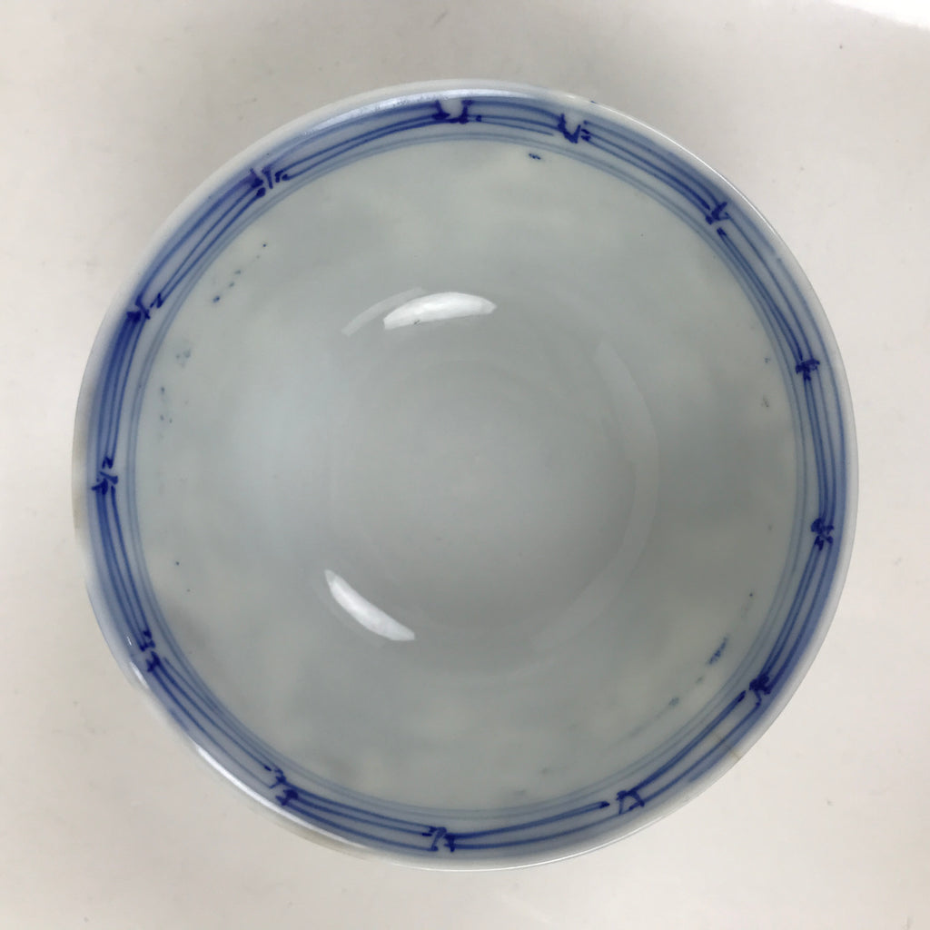Japanese Porcelain Sometsuke Lidded Bowl Owan Vtg Pottery White Blue Floral Y307