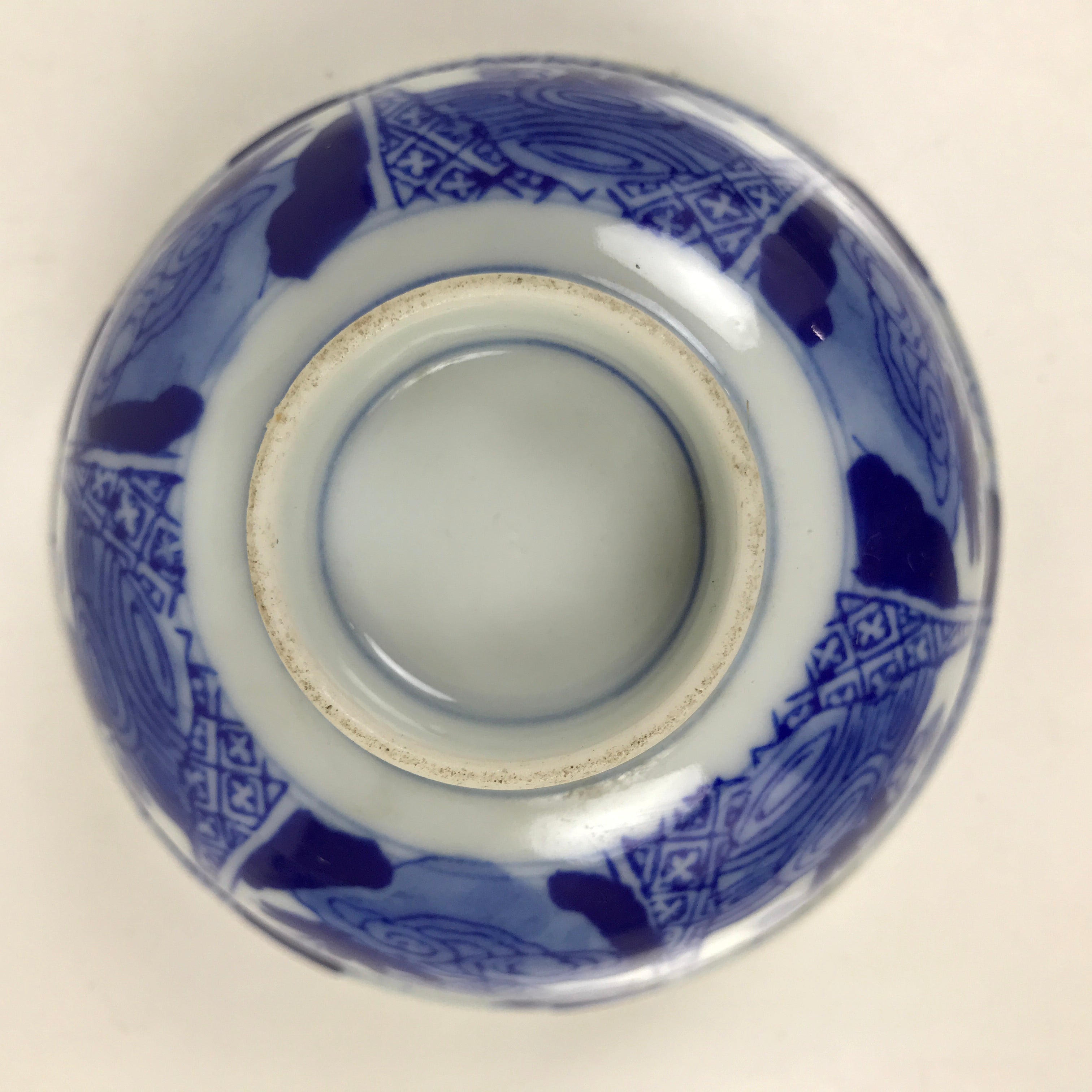 Japanese Porcelain Sometsuke Lidded Bowl Owan Vtg Pottery White Blue Floral Y307