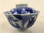 Japanese Porcelain Sometsuke Lidded Bowl Owan Vtg Pottery White Blue Floral Y309