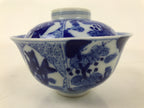 Japanese Porcelain Sometsuke Lidded Bowl Owan Vtg Pottery White Blue Floral Y309