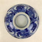 Japanese Porcelain Sometsuke Lidded Bowl Owan Vtg Pottery White Blue Floral Y309