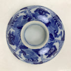Japanese Porcelain Sometsuke Lidded Bowl Owan Vtg Pottery White Blue Floral Y310