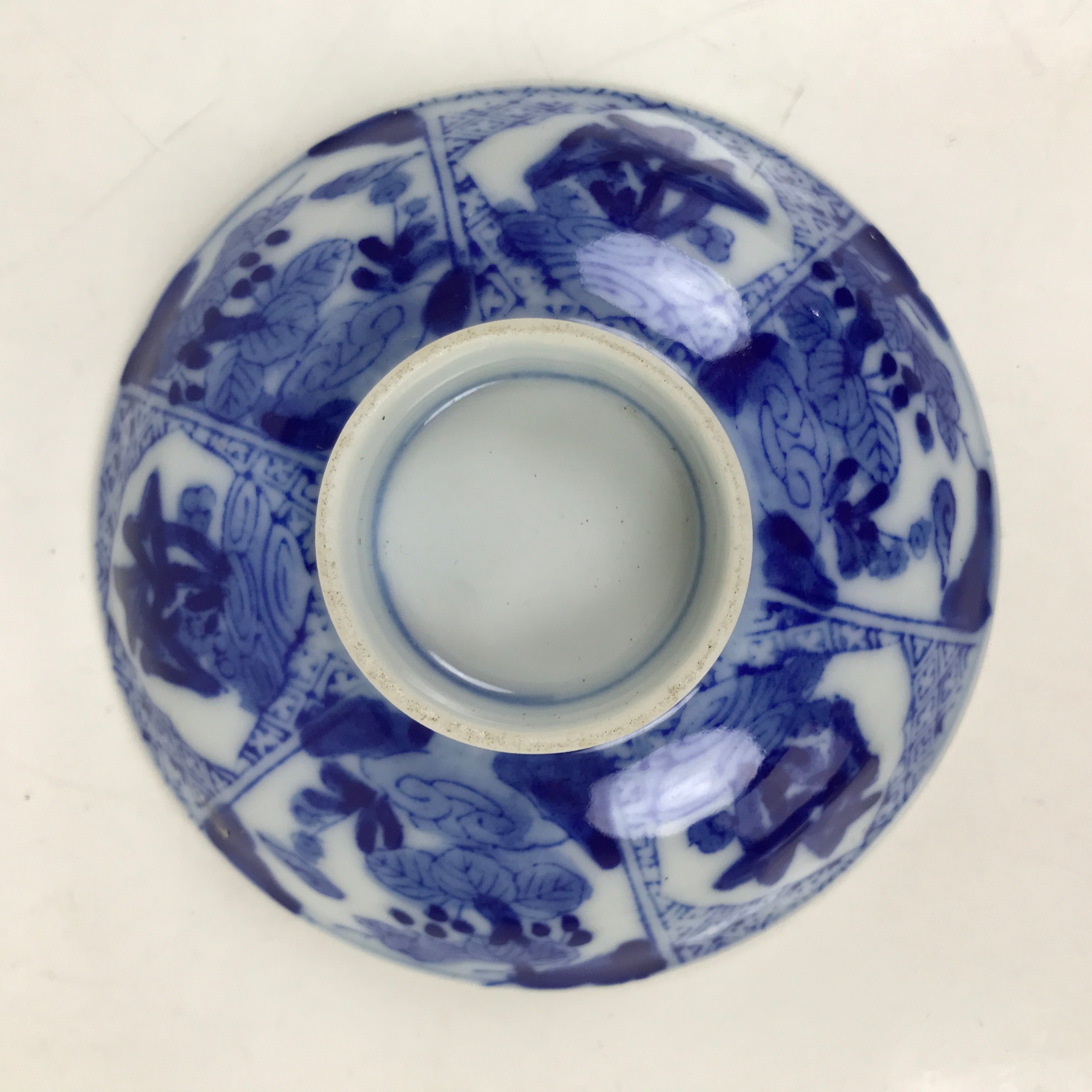 Japanese Porcelain Sometsuke Lidded Bowl Owan Vtg Pottery White Blue Floral Y310