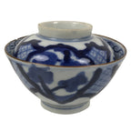 Japanese Porcelain Sometsuke Lidded Rice Bowl Vtg Owan White Blue Pine Plum Y480