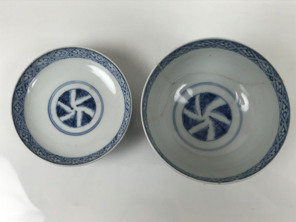 Japanese Porcelain Sometsuke Lidded Rice Bowl Vtg Owan White Blue Plum Pine Y479