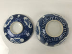 Japanese Porcelain Sometsuke Lidded Rice Bowl Vtg Owan White Blue Plum Pine Y479