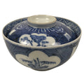 Japanese Porcelain Sometsuke Lidded Rice Bowl Vtg Owan White Blue Plum Pine Y479