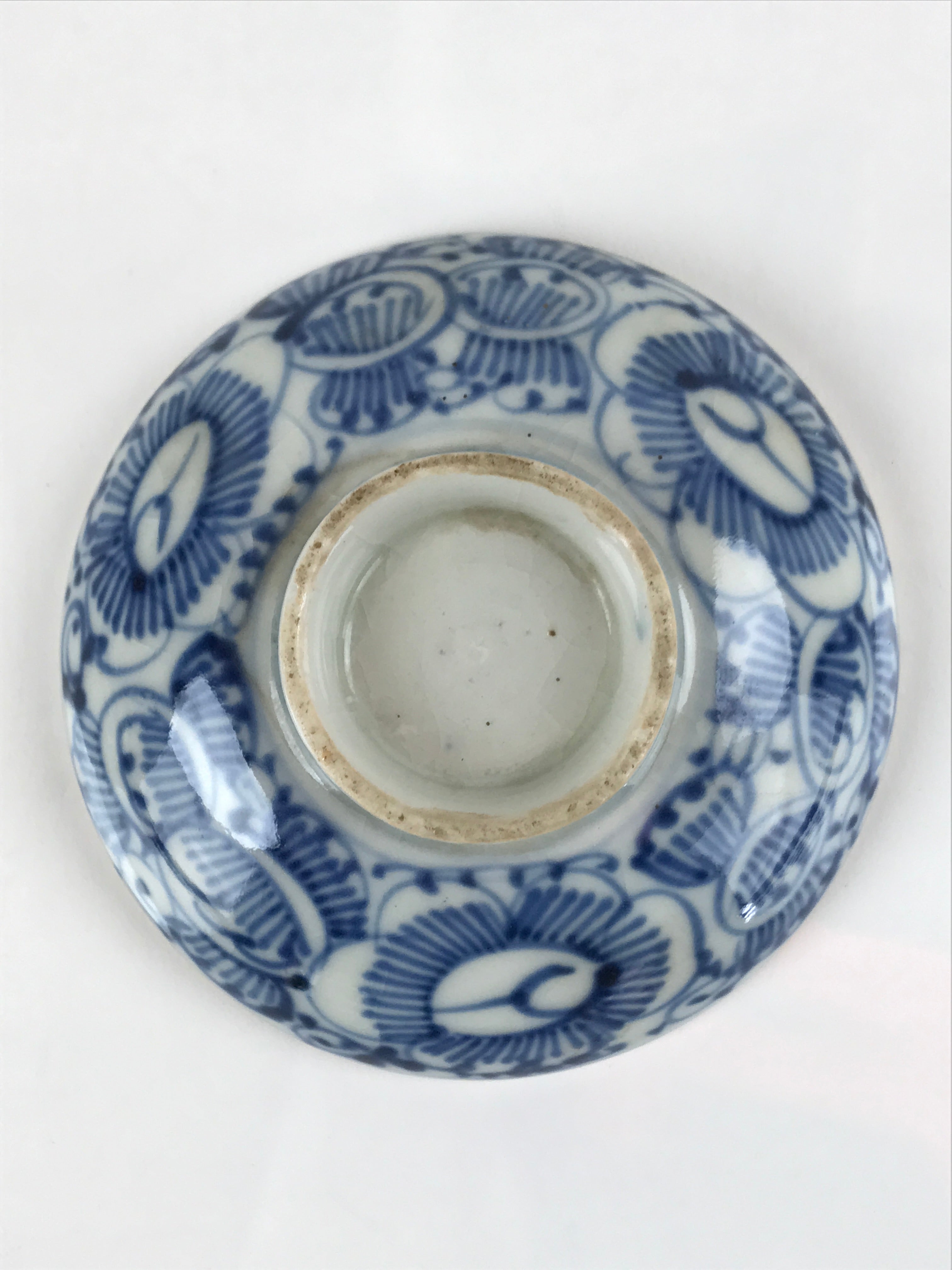 Japanese Porcelain Sometsuke Lidded Soup Bowl Vtg Floral Design Blue White PY702