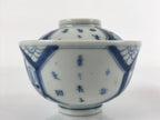 Japanese Porcelain Sometsuke Lidded Soup Bowl Vtg Floral Kanji Blue White PY724