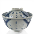 Japanese Porcelain Sometsuke Lidded Soup Bowl Vtg Floral Kanji Blue White PY724