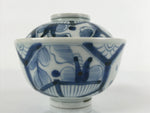 Japanese Porcelain Sometsuke Lidded Soup Bowl Vtg Floral Kanji Blue White PY725