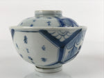 Japanese Porcelain Sometsuke Lidded Soup Bowl Vtg Floral Kanji Blue White PY727