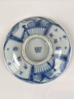 Japanese Porcelain Sometsuke Lidded Soup Bowl Vtg Floral Kanji Blue White PY727